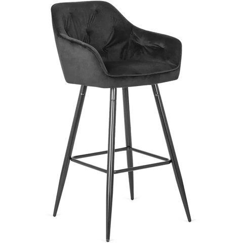 Барный стул бархатный MEBEL ELITE SALEM Velvet черный / черный фотография