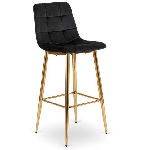 Барный стул бархатный MEBEL ELITE ARIEL Velvet Черный / Золотой фотография
