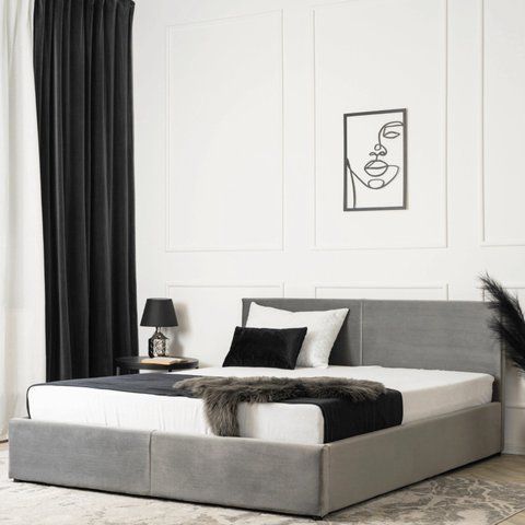 Ліжко двоспальне оксамитове MEBEL ELITE MONICA Velvet 160x200 Сірий фотографія