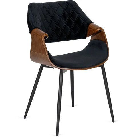 Стілець оксамитовий MEBEL ELITE DAKOTA Velvet чорний / горіховий фотографія