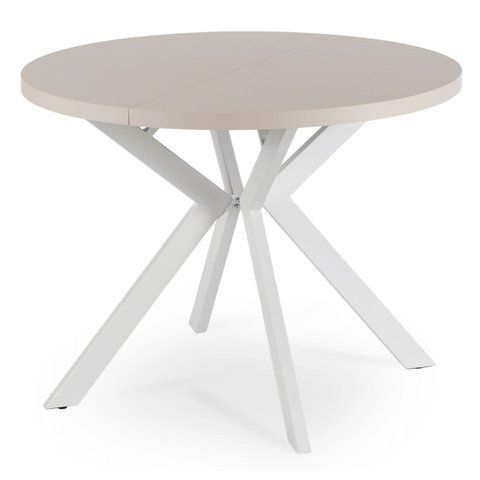 Стол раскладной круглый MEBEL ELITE LUKAS 100(250)х100 см Кашемир/белый фотография