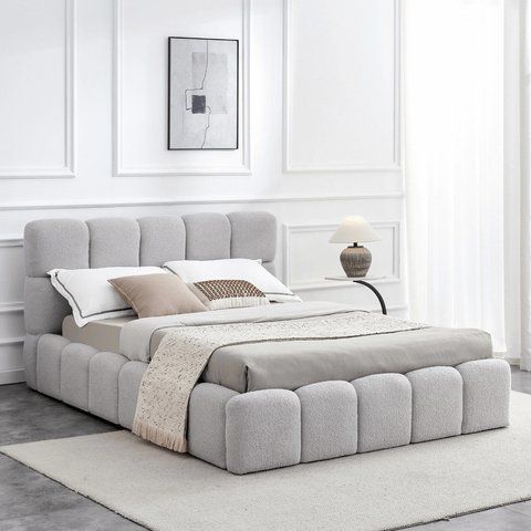 Кровать двуспальная MEBEL ELITE MURACJA 140x200 см Серая Букле фотография