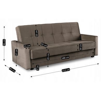 Диван розкладний MEBEL ELITE ALUNA 212 см Беж фотографія
