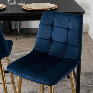 Барний стілець оксамитовий MEBEL ELITE ARIEL Velvet Синій / Золотий фотографія