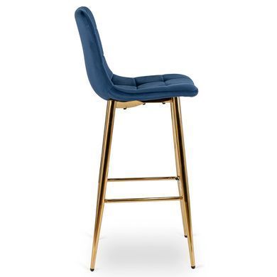 Барний стілець оксамитовий MEBEL ELITE ARIEL Velvet Синій / Золотий фотографія