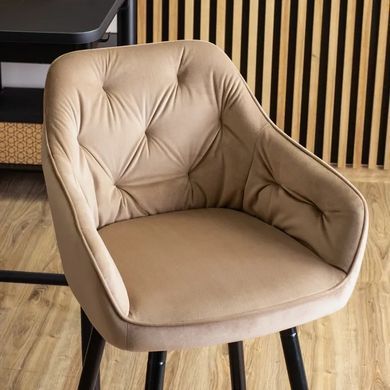 Барний стілець оксамитовий MEBEL ELITE SALEM Velvet бежевий / чорний фотографія
