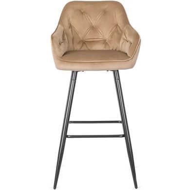 Барний стілець оксамитовий MEBEL ELITE SALEM Velvet бежевий / чорний фотографія