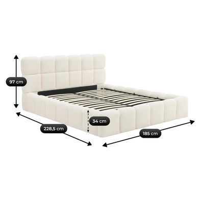 Ліжко двоспальне MEBEL ELITE MURACJA 160x200 см Кремовий Букле фотографія