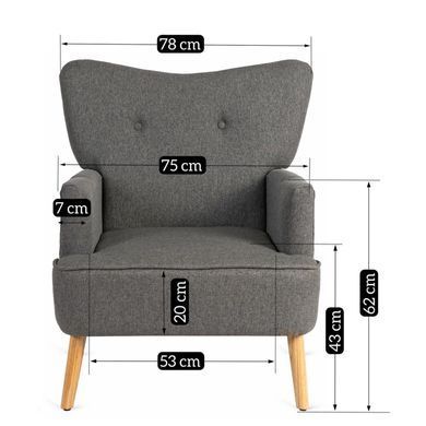Крісло м'яке BUNNY MEBEL ELITE тканина Темно-сірий фотографія