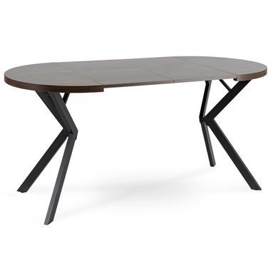 Стіл розкладний круглий MEBEL ELITE DORIAN 80(160)х80 см Горіх/Чорний фотографія