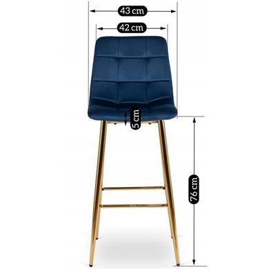 Барний стілець оксамитовий MEBEL ELITE ARIEL Velvet Синій / Золотий фотографія