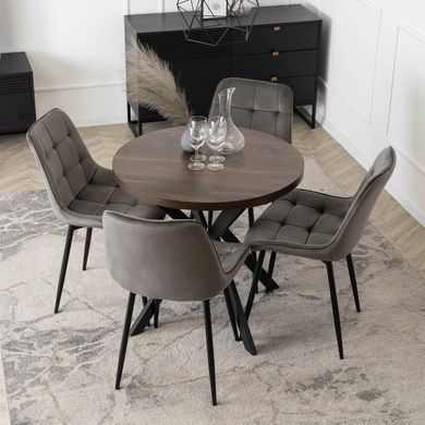 Стіл розкладний круглий MEBEL ELITE DORIAN 80(160)х80 см Горіх/Чорний фотографія