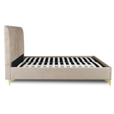 Ліжко двоспальне оксамитове MEBEL ELITE MARCELO Velvet 160x200 см Бежевий фотографія