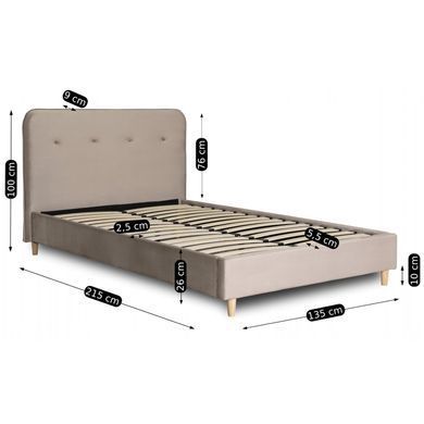 Ліжко двоспальне оксамитове MEBEL ELITE DENNIS Velvet 120x200 Беж фотографія