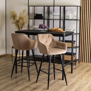Барний стілець оксамитовий MEBEL ELITE SALEM Velvet бежевий / чорний фотографія