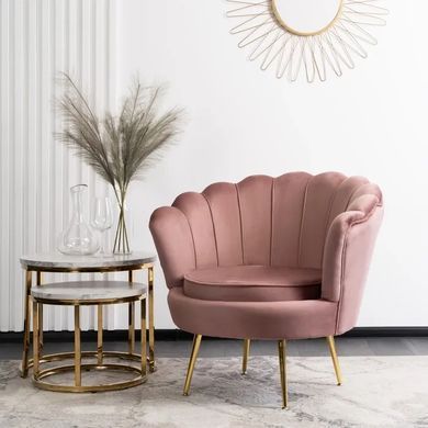 Крісло м'яке оксамитове MEBEL ELITE ANGEL Velvet Рожевий фотографія