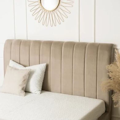 Ліжко двоспальне оксамитове MEBEL ELITE MARCELO Velvet 160x200 см Бежевий фотографія
