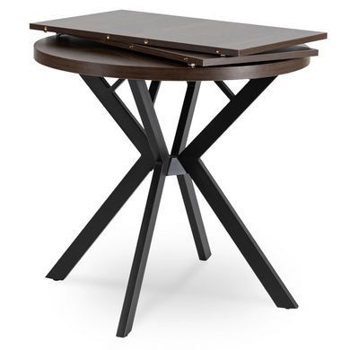 Стіл розкладний круглий MEBEL ELITE DORIAN 80(160)х80 см Горіх/Чорний фотографія