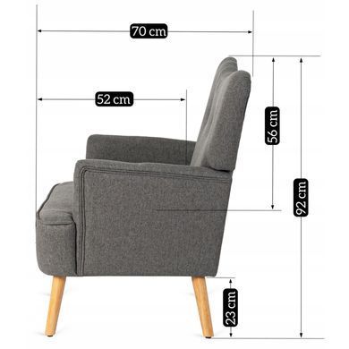 Крісло м'яке BUNNY MEBEL ELITE тканина Темно-сірий фотографія