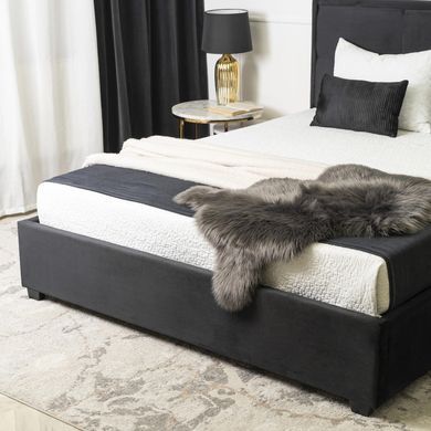Ліжко двоспальне оксамитове MEBEL ELITE ANDRE Velvet 160x200 Темно Сірий фотографія