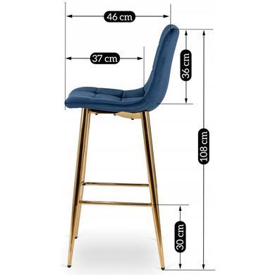 Барний стілець оксамитовий MEBEL ELITE ARIEL Velvet Синій / Золотий фотографія