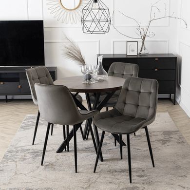 Стіл розкладний круглий MEBEL ELITE DORIAN 80(160)х80 см Горіх/Чорний фотографія