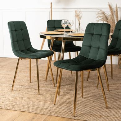 Стілець оксамитовий MEBEL ELITE YORK Velvet, Зелений / Золотий фотографія