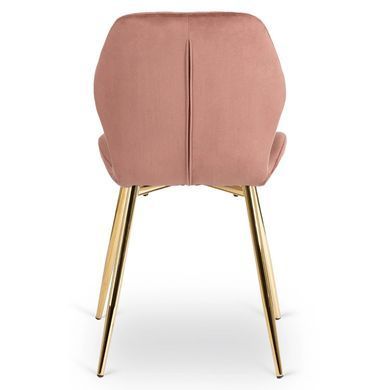 Комплект стола MEBEL ELITE TINGA 100х100 см Черный/золото +4 стулья IRYS Velvet Розовый/золото фотография