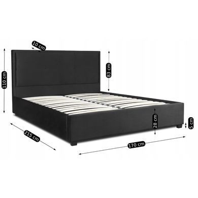 Ліжко двоспальне оксамитове MEBEL ELITE ANDRE Velvet 160x200 Темно Сірий фотографія