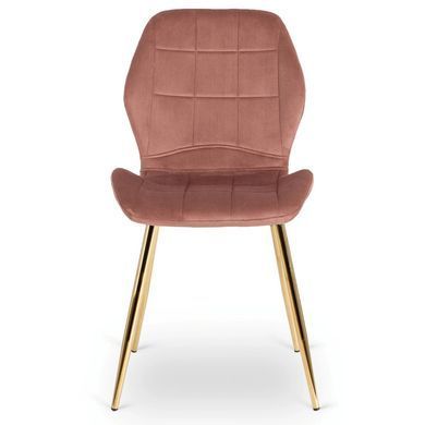 Комплект стола MEBEL ELITE TINGA 100х100 см Черный/золото +4 стулья IRYS Velvet Розовый/золото фотография