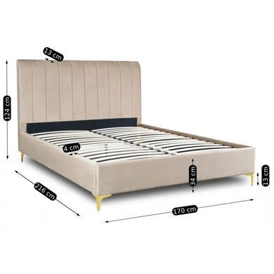 Ліжко двоспальне оксамитове MEBEL ELITE MARCELO Velvet 160x200 см Бежевий фотографія