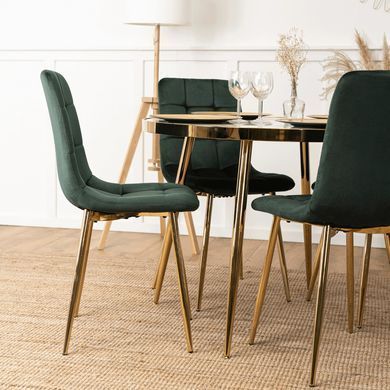 Стілець оксамитовий MEBEL ELITE YORK Velvet, Зелений / Золотий фотографія