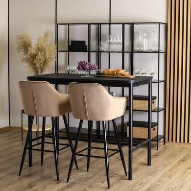 Барний стілець оксамитовий MEBEL ELITE SALEM Velvet бежевий / чорний фотографія