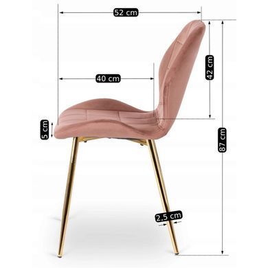 Комплект стола MEBEL ELITE TINGA 100х100 см Черный/золото +4 стулья IRYS Velvet Розовый/золото фотография