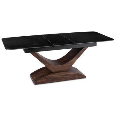 Комплект стол MEBEL ELITE ALICANTE 160(200)х90 см Черный/Орех и 4 стула EDRICK Коричневый фотография