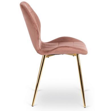 Комплект стола MEBEL ELITE TINGA 100х100 см Черный/золото +4 стулья IRYS Velvet Розовый/золото фотография