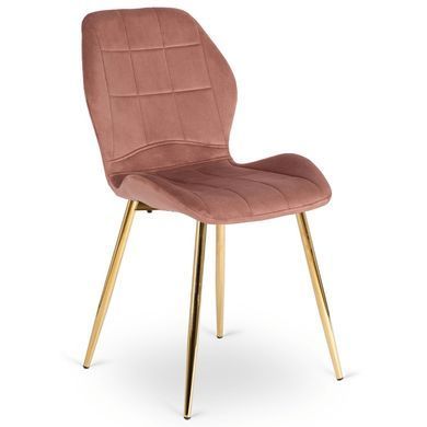 Комплект стола MEBEL ELITE TINGA 100х100 см Черный/золото +4 стулья IRYS Velvet Розовый/золото фотография