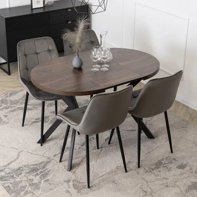 Стіл розкладний круглий MEBEL ELITE DORIAN 80(160)х80 см Горіх/Чорний фотографія