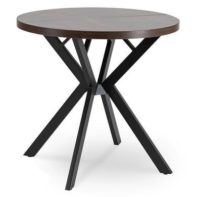 Стіл розкладний круглий MEBEL ELITE DORIAN 80(160)х80 см Горіх/Чорний фотографія