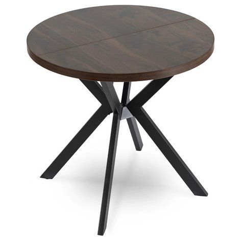 Стіл розкладний круглий MEBEL ELITE DORIAN 80(160)х80 см Горіх/Чорний фотографія