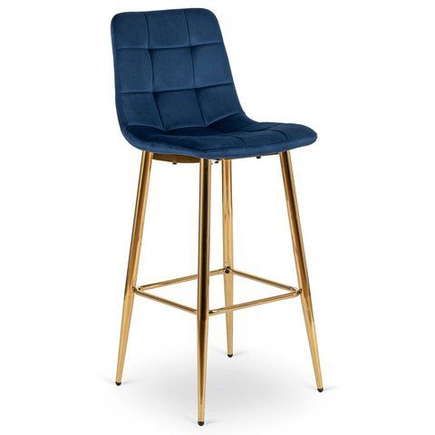 Барный стул бархатный MEBEL ELITE ARIEL Velvet Синий / Золотой фотография