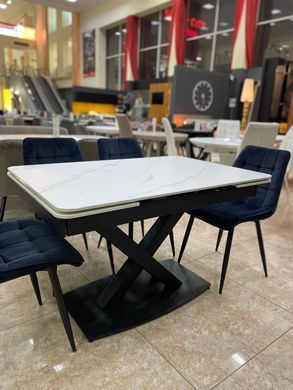 Стол раскладной TML-817-1 VETRO 120(180)x80 Белый Мрамор фотография