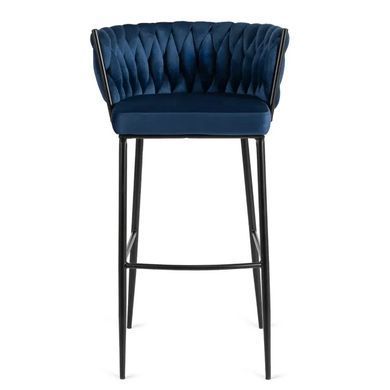 Барний стілець оксамитовий MEBEL ELITE FLORES Velvet темно-синій / чорний фотографія