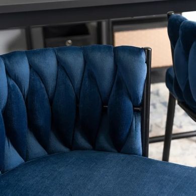 Барний стілець оксамитовий MEBEL ELITE FLORES Velvet темно-синій / чорний фотографія