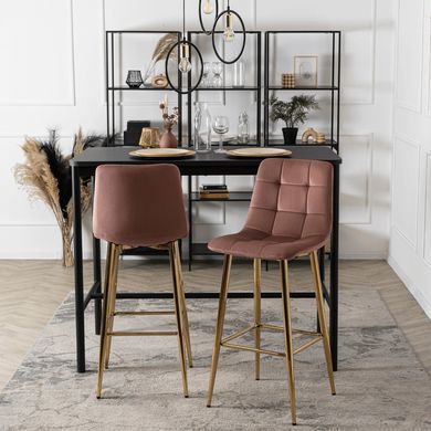 Барний стілець оксамитовий MEBEL ELITE ARIEL Velvet Рожевий / Золотий фотографія