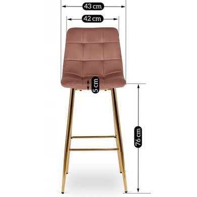 Барний стілець оксамитовий MEBEL ELITE ARIEL Velvet Рожевий / Золотий фотографія
