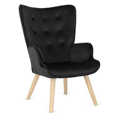Крісло м'яке оксамитове з підставкою для ніг MEBEL ELITE LOZANO Velvet Чорний фотографія