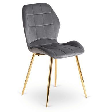 Комплект стіл MEBEL ELITE TINGA 100х100 см Чорний/золото +4 стільці IRYS Velvet Сірий/золото фотографія