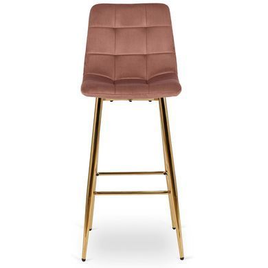 Барний стілець оксамитовий MEBEL ELITE ARIEL Velvet Рожевий / Золотий фотографія