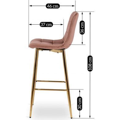 Барний стілець оксамитовий MEBEL ELITE ARIEL Velvet Рожевий / Золотий фотографія